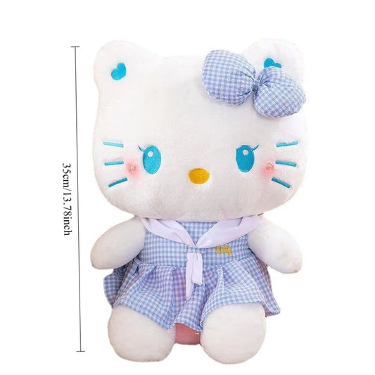 Hello Kitty Dress-Up Plush, 13.78-Inch, Pink or Blue Plaid Outfit