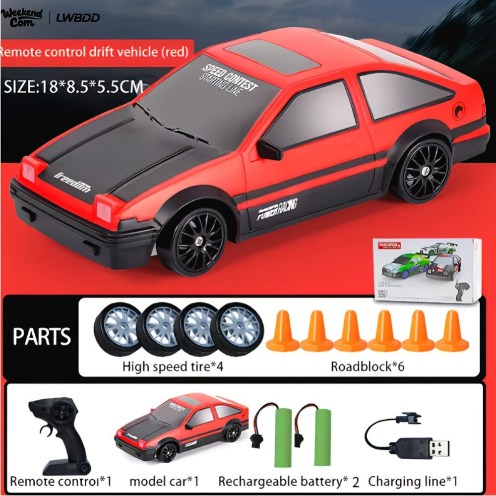 RC Drift Car 1:24 Scale 4WD Remote Control Sports Car, 2.4GHz Indoor Drift Racer, Red