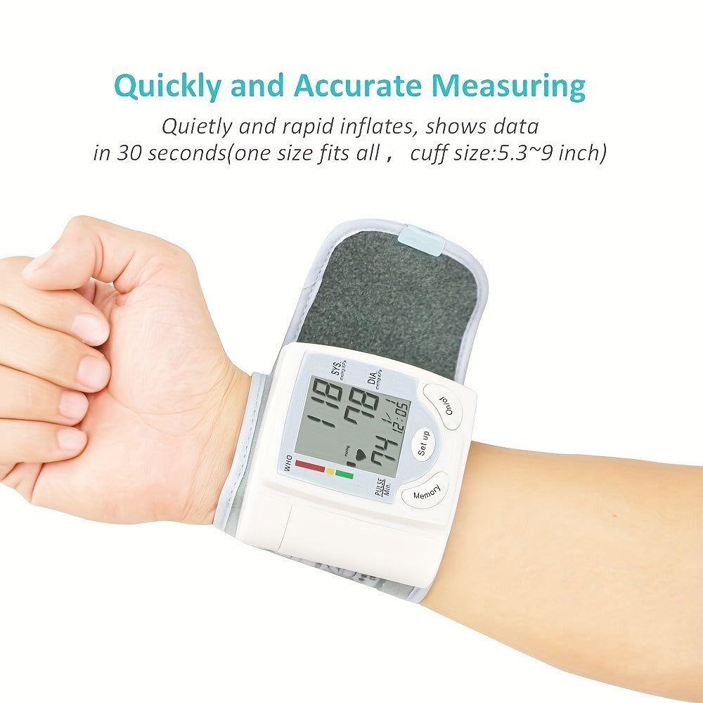 Wrist Blood Pressure Monitor Rechargeable - Digital BP Monitor with Large LCD, Voice Broadcast, 2×99 Memory & USB Charging, Portable Wrist Cuff for Home & Travel, Optional Bundle with Pulse Oximeter
