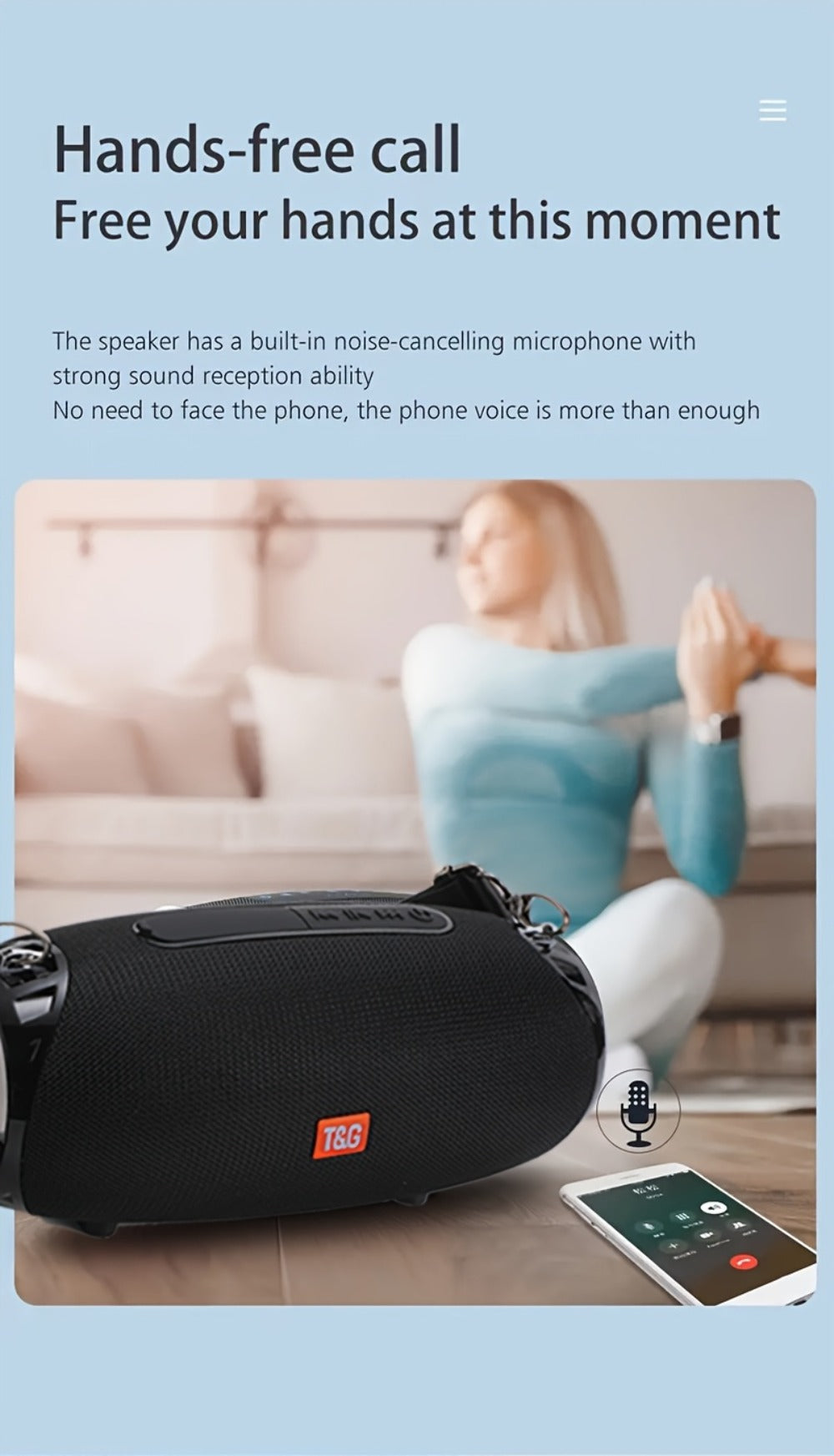 TG534 Dual Speaker Bluetooth Wireless Speaker – TWS Stereo Hi-Res Audio, Hands-Free Calling, FM Radio, TF Card & USB Drive Support, Compatible with Phone, Tablet & TV, Built-in Microphone