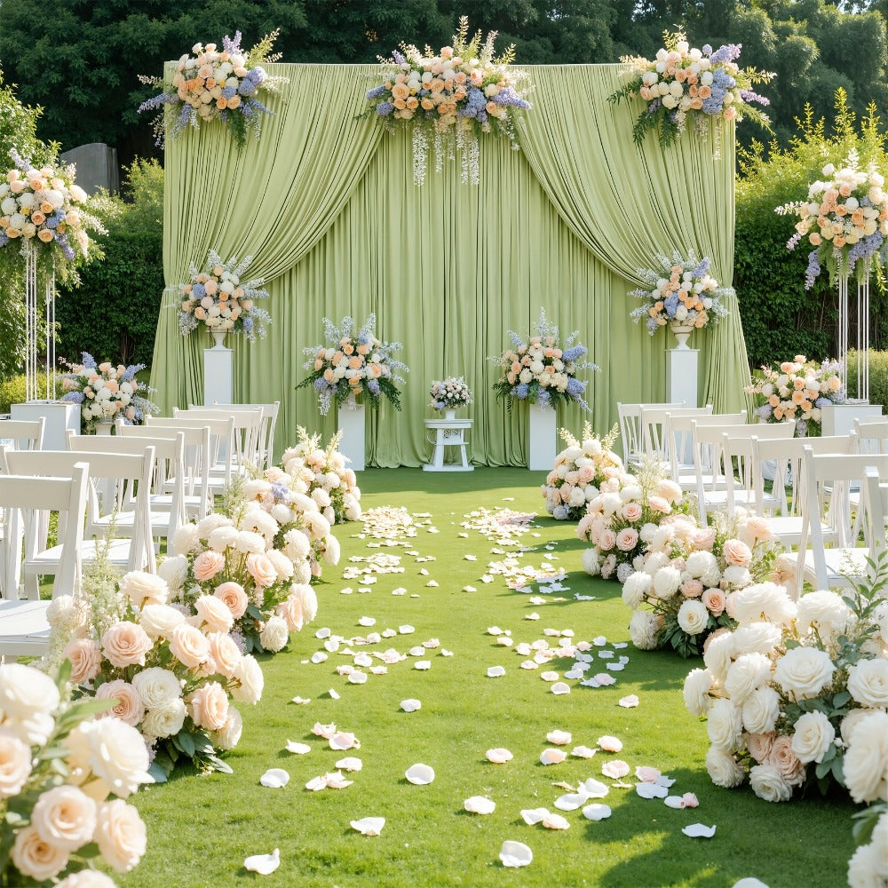 Elegant Fabric Backdrop Curtains 4pcs with Poles 59x85in Non-Transparent Wrinkle-Free Party Photo Backdrop for Wedding Birthday Bridal Shower Graduation Prom Christening Holiday Decor