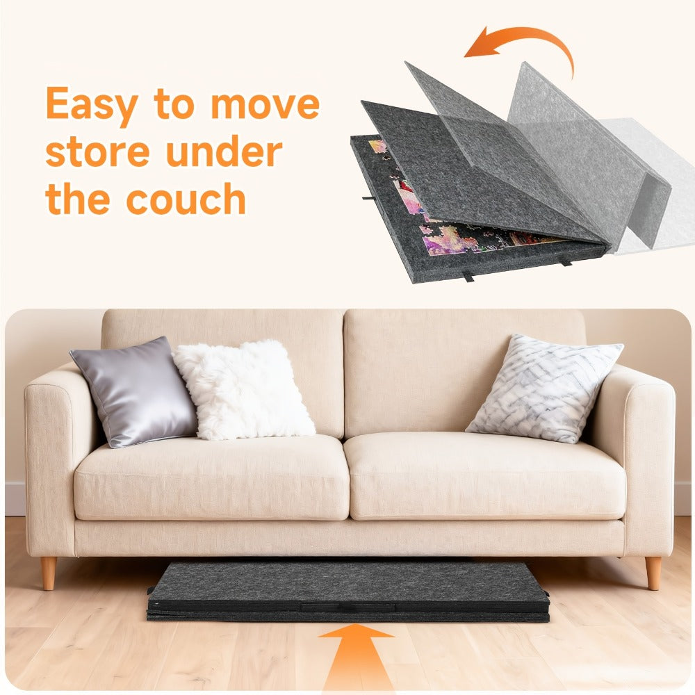 Roll-Up Puzzle Mat Board Extra Large – Foldaway Felt Mat for 1000 & 1500 Piece Jigsaw Puzzles, 6 Sorting Drawers, Portable Roll-Up Storage Solution for Puzzle Lovers Adults Seniors