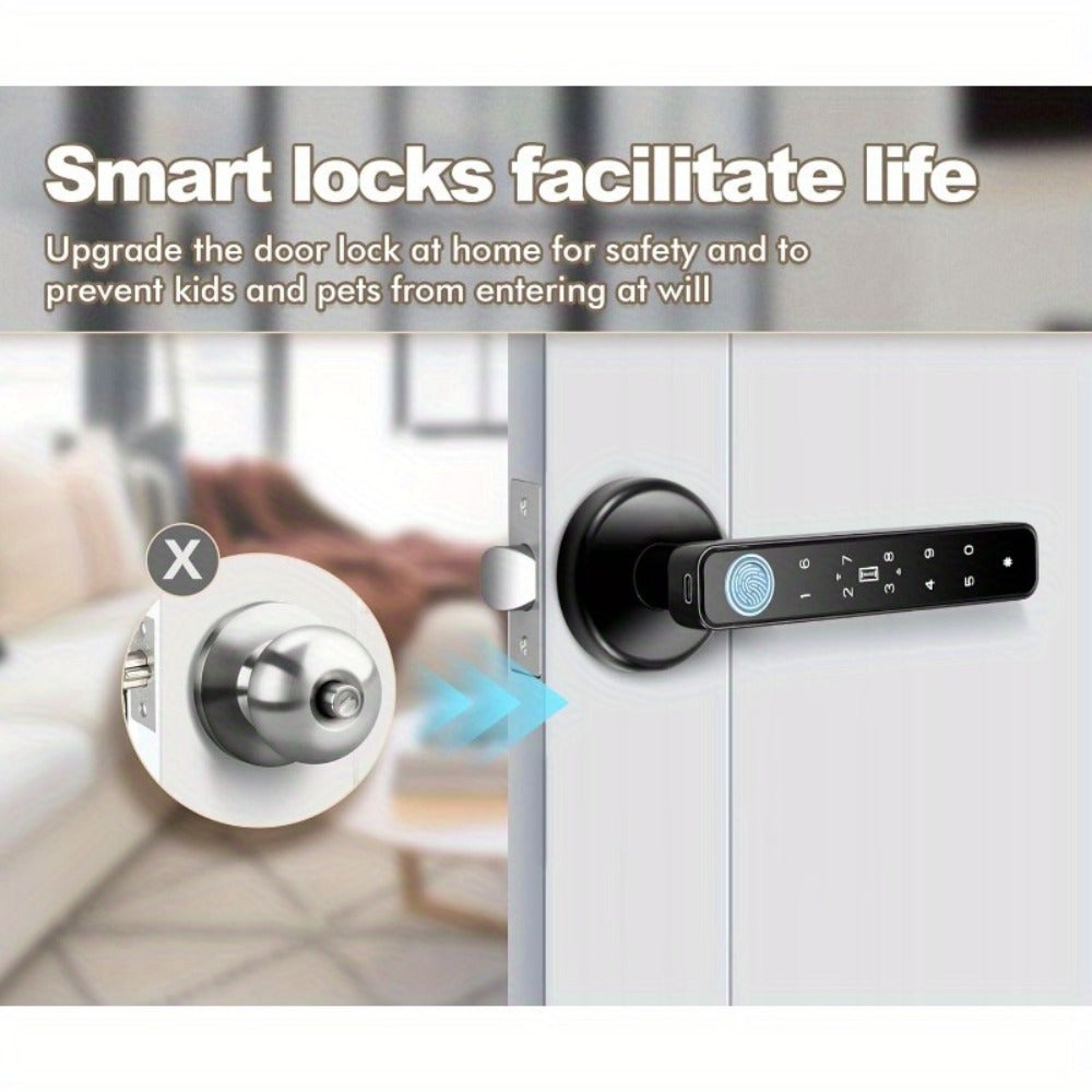 NFC Smart Deadbolt Lock 5-in-1 with Fingerprint, Password, App & Alexa - NFC Tap Keyless Entry for Home & Apartment, Single & Double Row, Keys Included, Easy DIY Install
