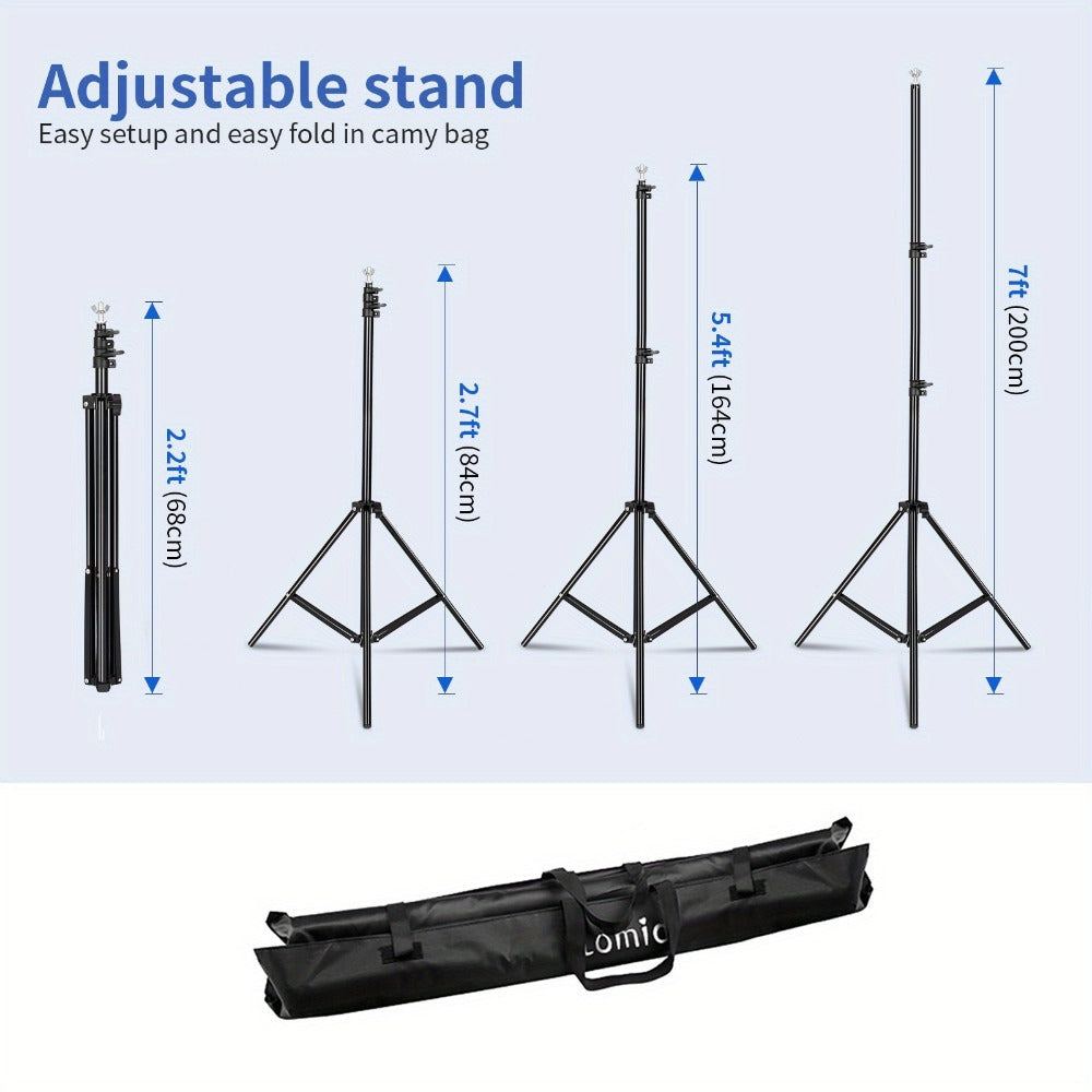 10x7ft Adjustable Backdrop Stand Kit for Photo Studio - Background Support System with 2 Stands, 4 Crossbars, 4 Clamps & Carry Bag for Photography, Video Shoots & Events