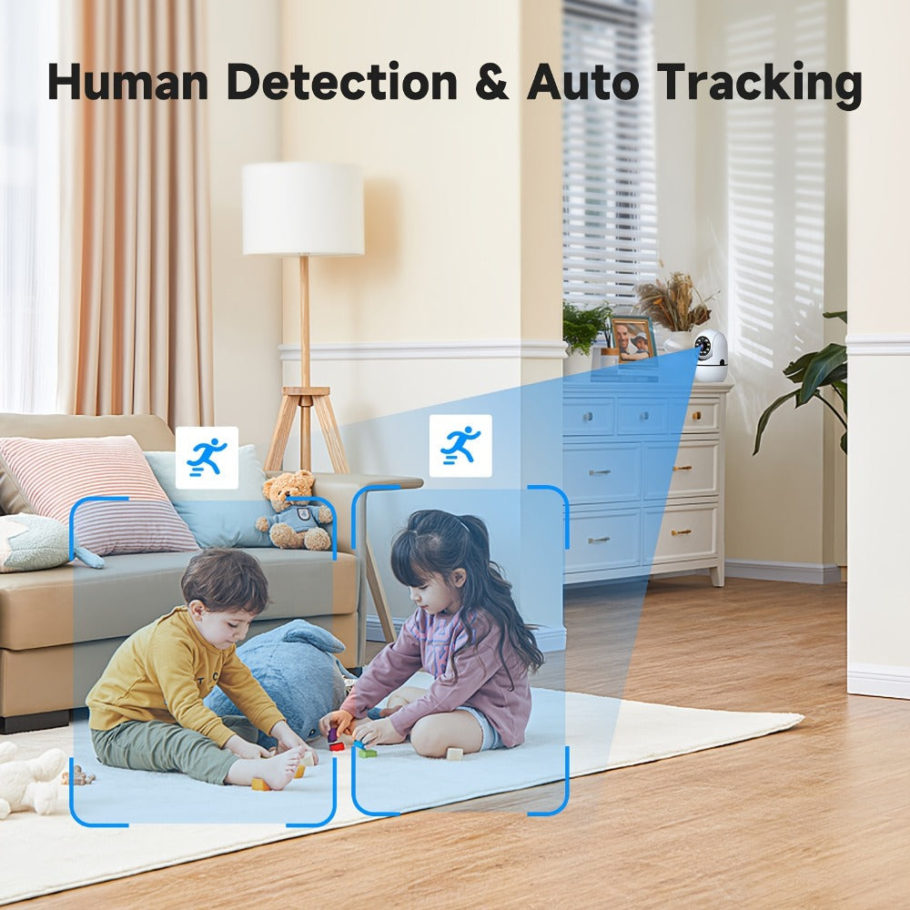 Alexa Compatible Indoor Security Camera 2-Pack, 355° Pan Tilt, Full-Color Night Vision, Dual-Band 2.4G/5G WiFi, Motion Detection, Two-Way Audio, 256GB TF & Cloud Storage – Baby Pet Home Monitor