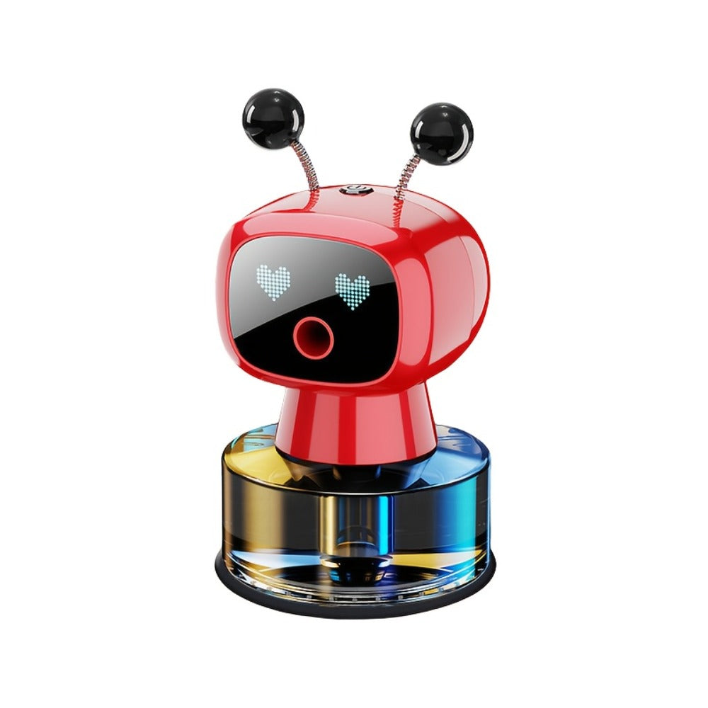 Car Air Freshener Auto Spray Robot Design USB Rechargeable – AI Expression Display, 4-Level Fragrance Control, Vent Clip Diffuser | 4 Colors & Scents | Gift for Car Lovers Men Women