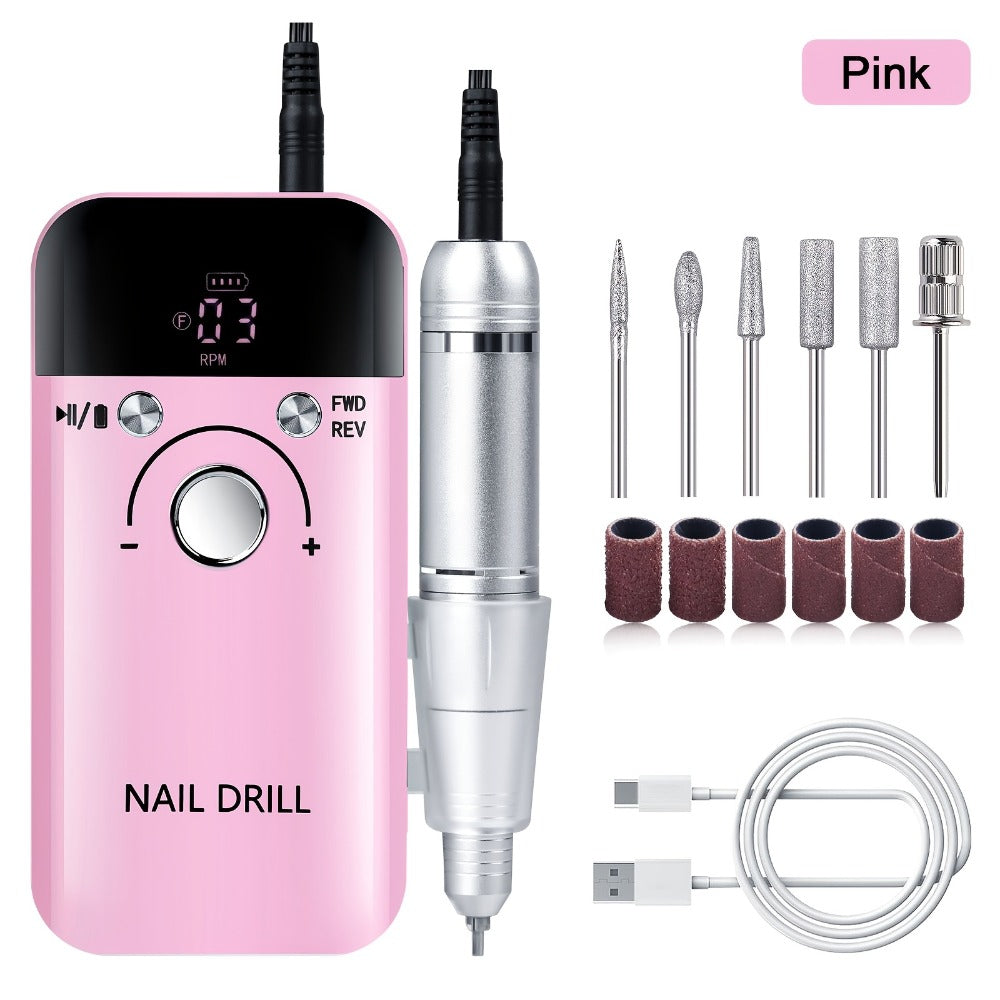 Nail Drill Machine 45000RPM Forward Reverse Rotation Rechargeable with LCD Display Low Noise Electric Nail File for Gel Polish Removal Acrylic Nails Manicure Pedicure Home Salon White Pink Black Purple