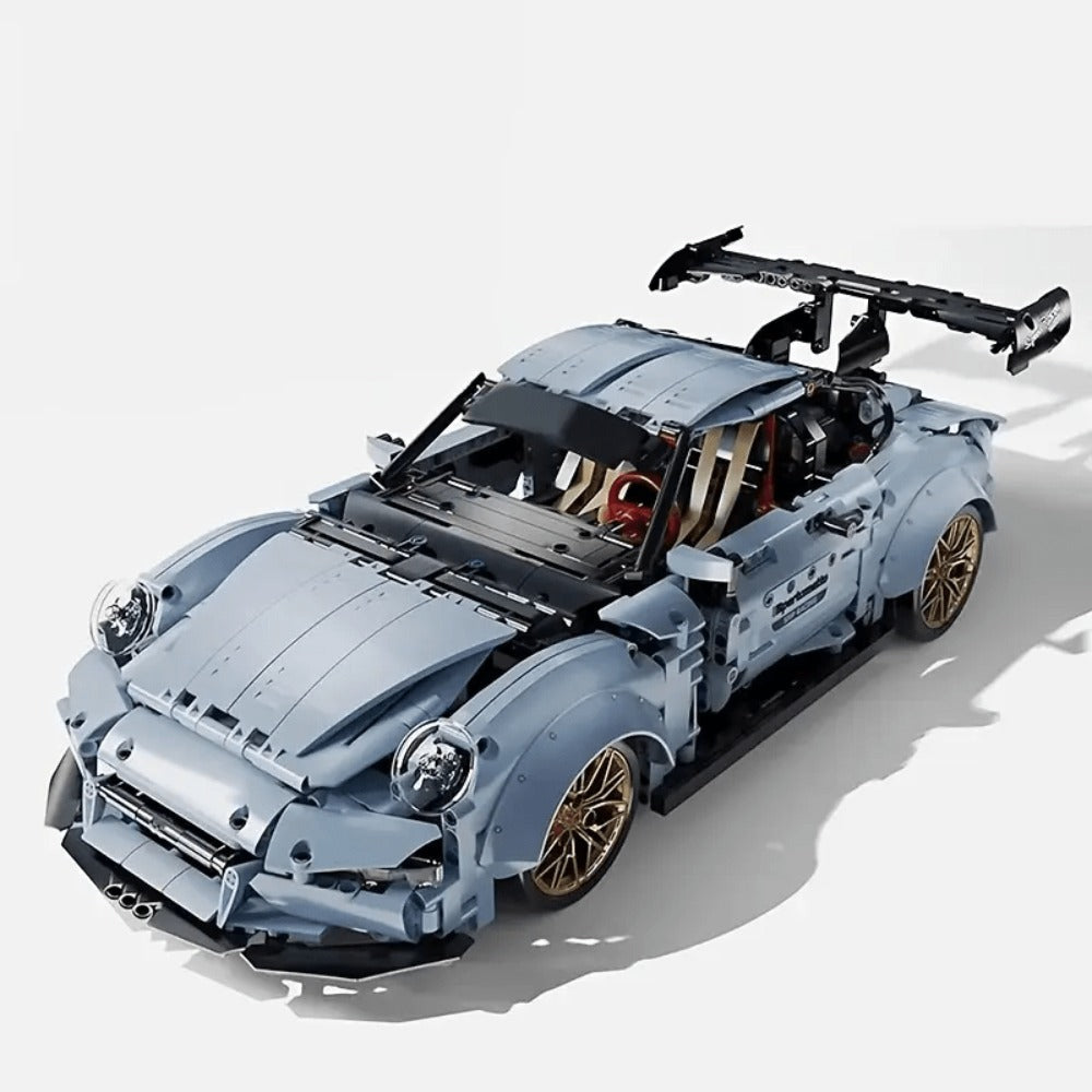 Lowrider Sports Car Building Blocks, 2100 Pcs Misty Blue Adult Model Car Kit