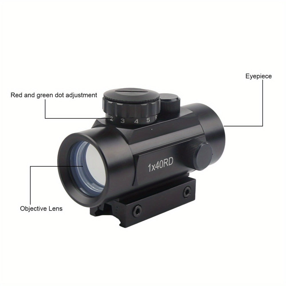 Red Green Dot Sight Scope 1x40 with Picatinny Rail Mount | 2 Reticle Types, Adjustable Brightness for Rifles, Shotguns, Airsoft & Tactical Shooting