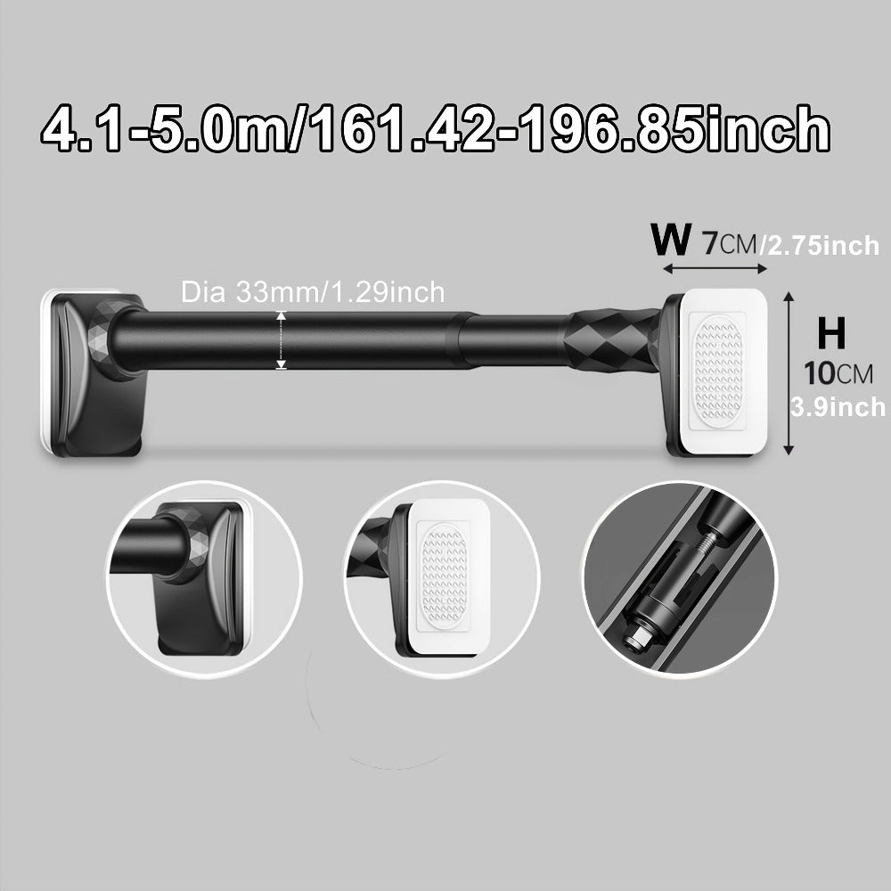 Telescopic Curtain Rod No Drill 15.75"-196.85" Adjustable Shower Curtain Rod 33mm for Large Windows
