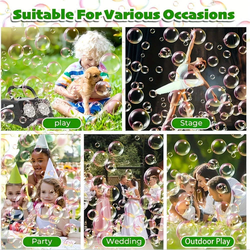 Double Fan Bubble Machine for Party Wedding – Indoor Outdoor Atmosphere Bubble Maker for Kids Adults, Birthday Halloween Christmas Event Decor Toy, 1 or 2 Set Options White or Black