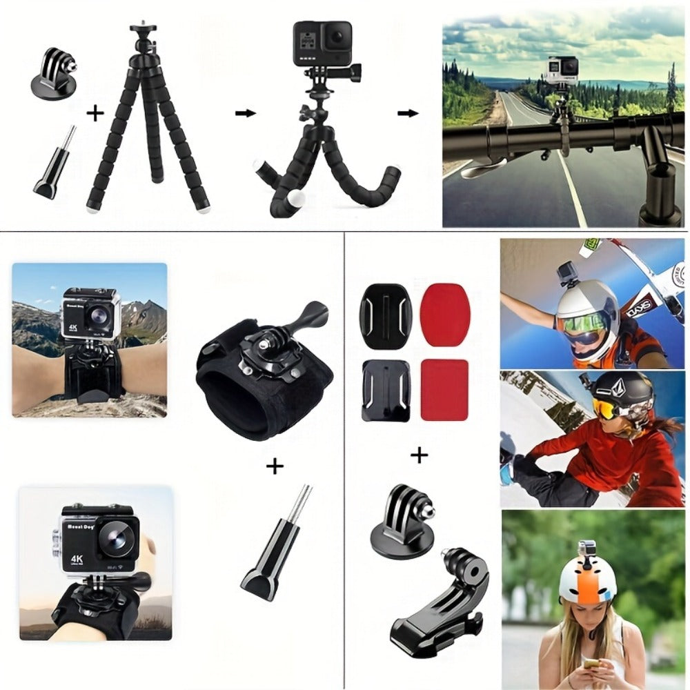 21-in-1 Action Camera Accessory Kit for GoPro Hero 12 11 10 9 8 7 6 5 4, Session, Fusion, Insta360, DJI, SJCAM, AKASO & More | Complete Mounting & Accessories Bundle