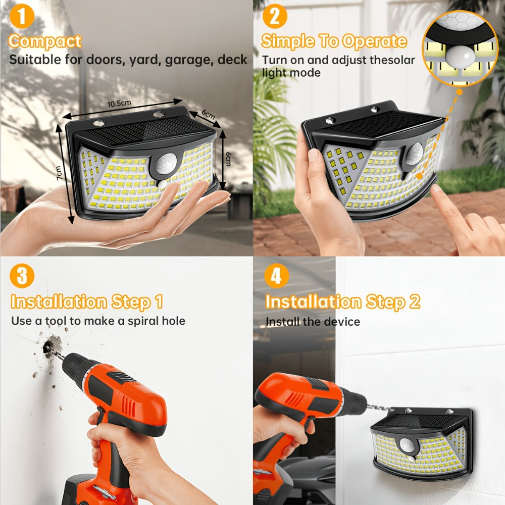 Solar Step Lights Outdoor 120 LED Motion Sensor – 270° Wide Angle IP65 Waterproof Wall Light with 3 Modes | 18-Hour Solar Powered Stair Light for Pathway, Fence, Garage & Deck | 4/6/8 Pack