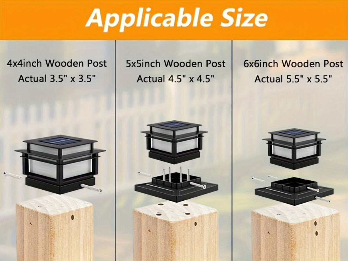 Solar Post Cap Lights for Fence Deck 6 Pack - Outdoor Bright LED Waterproof Auto Dusk to Dawn for Garden Porch Patio Stair Railing Newel Post Driveway Pillar Decoration