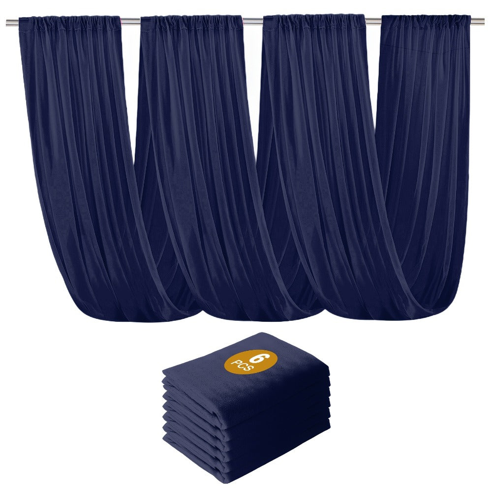 6-Pack Chiffon Ceiling Drapes for Wedding 63x118in - Sheer Polyester Backdrop Curtains with Rod Pockets for Wedding Arch, Party Stage, Photography, Ceremony & Event Decoration Swag