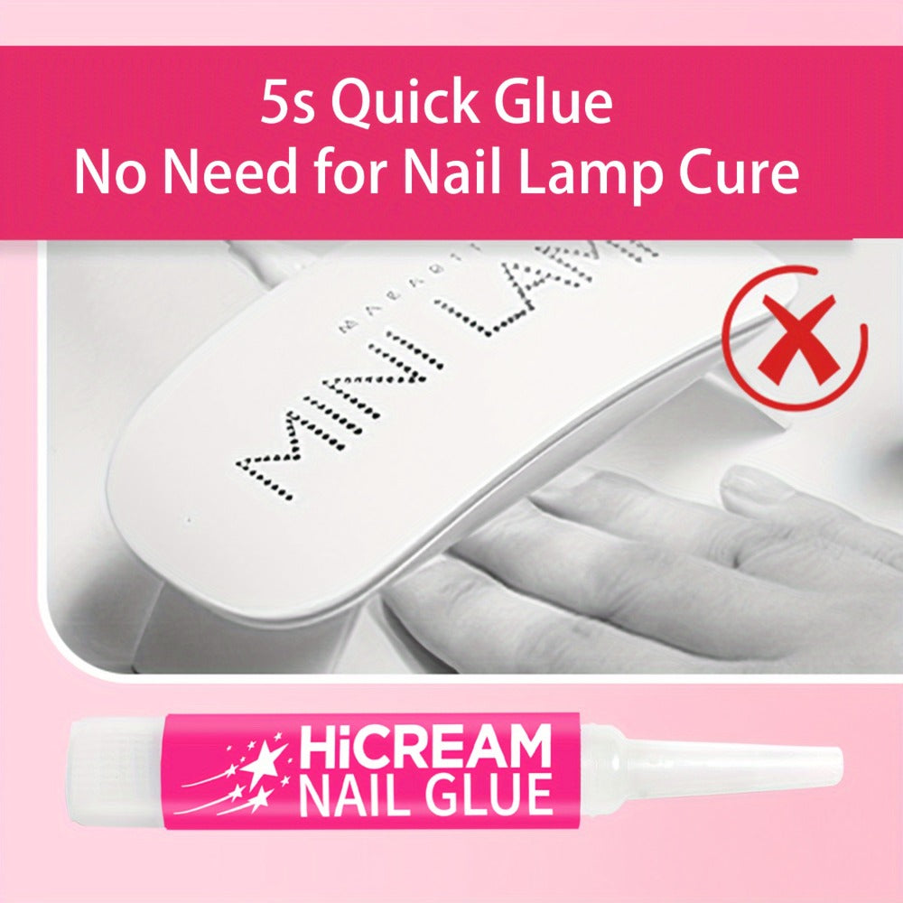 Nail Glue Set for Press On Nails Water Resistant Unscented Brush On Liquid Adhesive DIY Nail Art Enhancement Gel Formula Multi-Pack 14pcs 28pcs