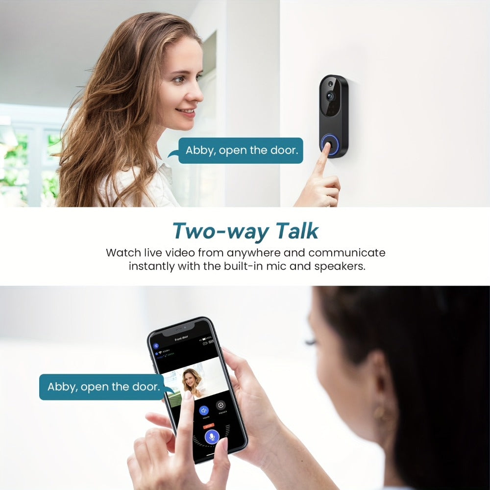 166° Ultra Wide Angle Smart Doorbell Camera 2K HD Wireless WiFi – AI Human Detection, Two-Way Audio, Night Vision, Cloud Storage, Rechargeable Battery, 2.4GHz, Black Linen Purple