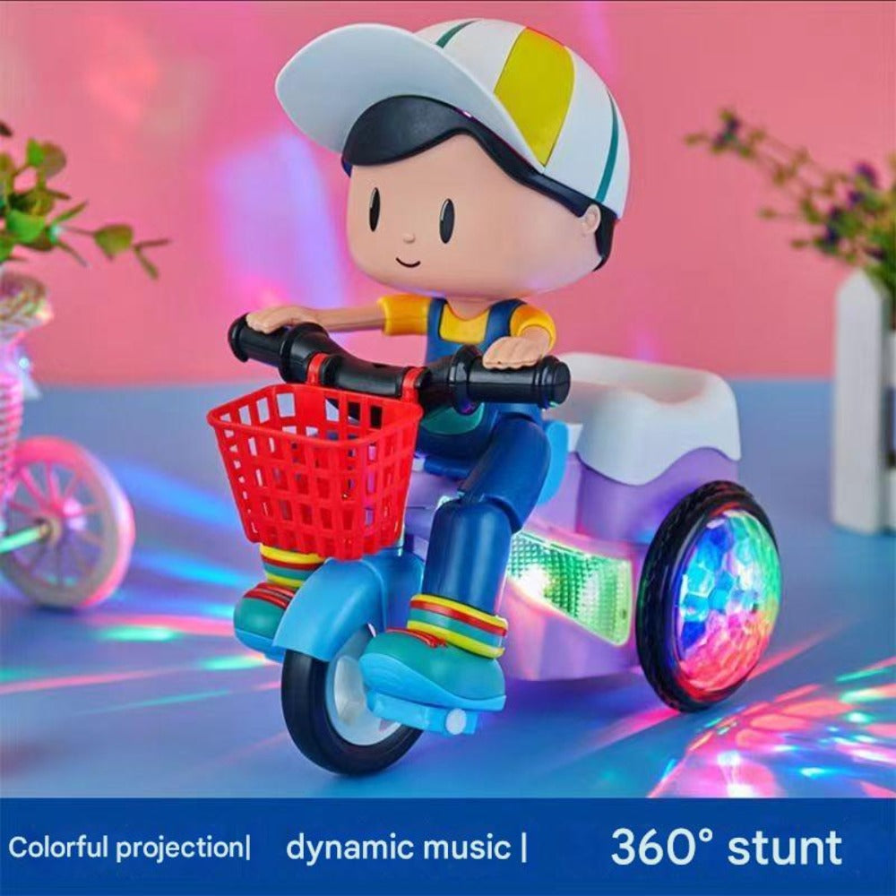 Kids Electric Tricycle Toy Motorcycle with 360° Rotation and Luminous Lights