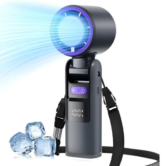 Handheld Fan with Semiconductor Cooling, 100-Speed Display & Foldable Design