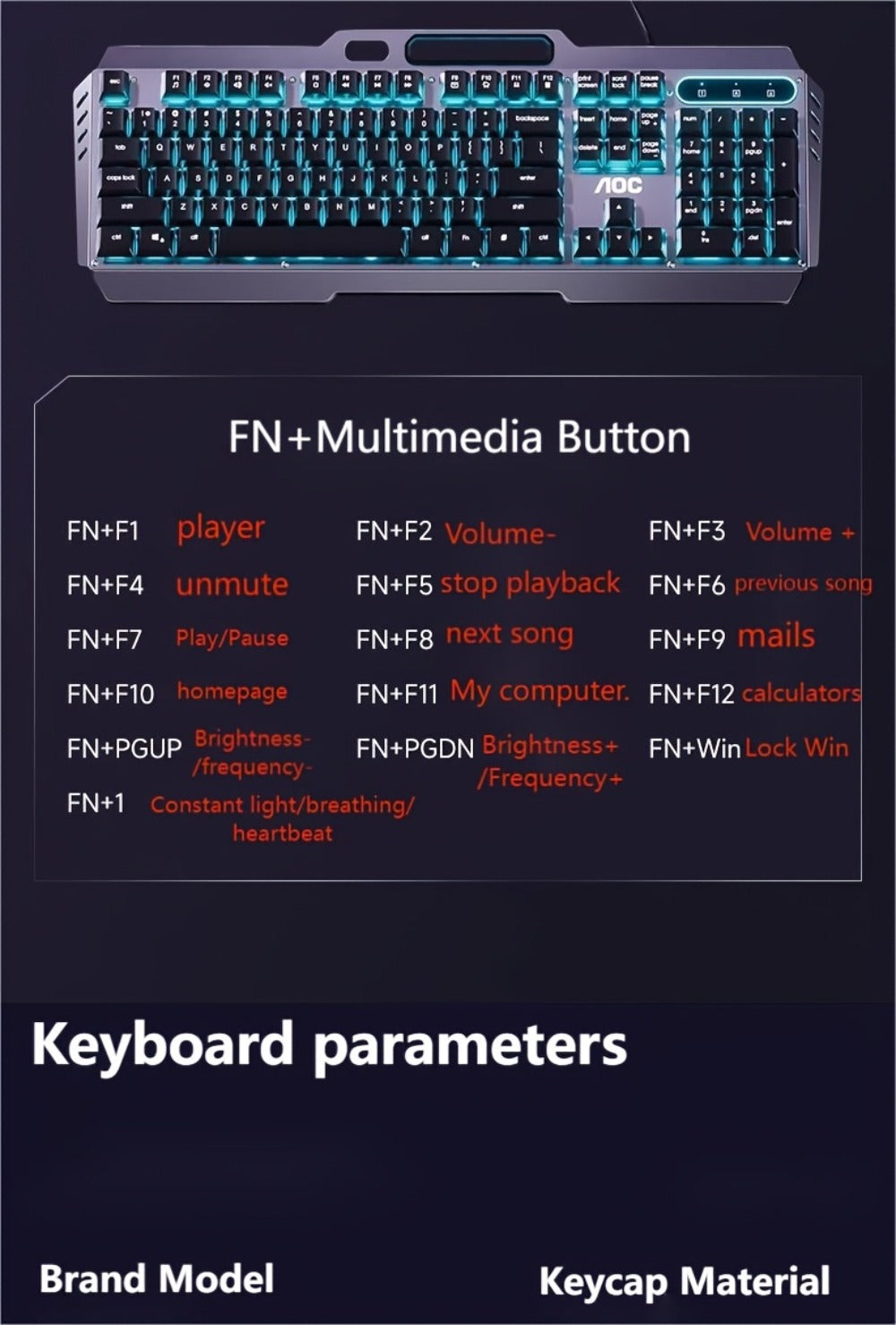 LED Backlit Wired Gaming Keyboard 104 Keys Full Size – Quiet Ergonomic Design, Adjustable Volume Knob, USB Powered, Compatible with Desktop and Laptop Computers, Office and Home Use