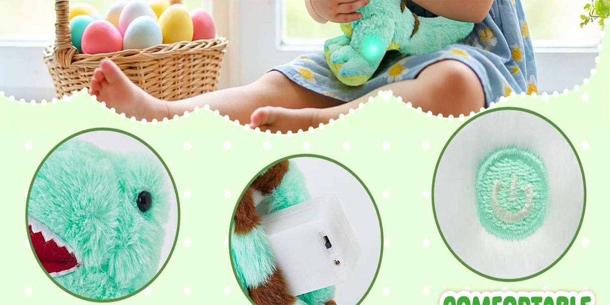 Light-Up T-Rex Stuffed Animal with Music or No-Music Options