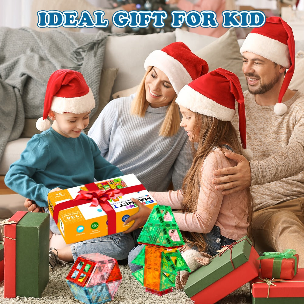 Magnetic Tiles Building Set for Kids Ages 3+, 106-Piece Multicolor with 2 Toy Cars or 136-Piece Basics