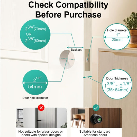 Rechargeable Smart Door Knob K10 with Fingerprint, App and Key, Three Access Modes