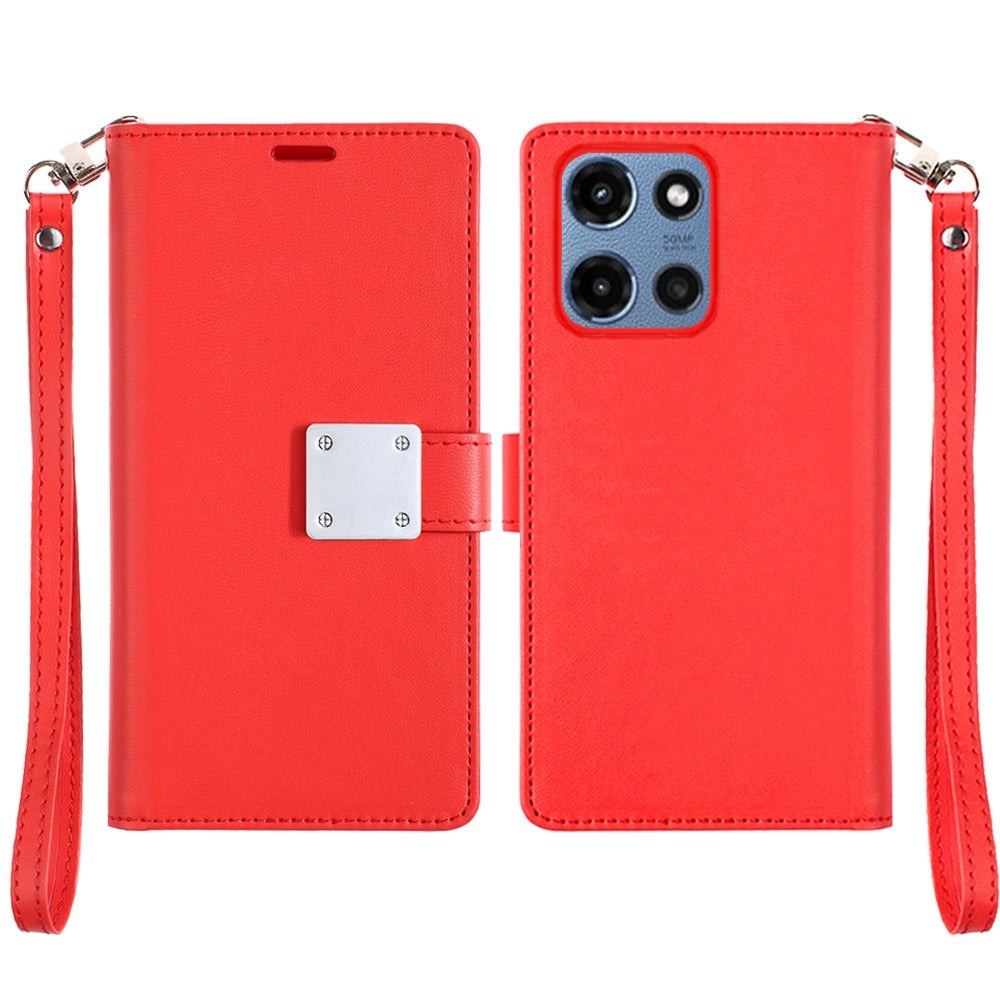 Moto G 5G 2025 Wallet Case PU Leather Folio with 5 Card Slots Cash Pocket Magnetic Closure Kickstand for Motorola Moto G 5G 2025 – NOT for 2024/2023/2022
