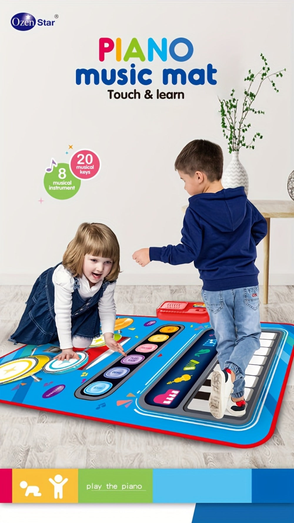 Kids Electronic Drum Music Mat, Multifunctional Musical Toy for Skill Development & Family Bonding, Dance Drum Pad for Boys & Girls, Birthday Christmas Holiday Gift for Children Ages 3+