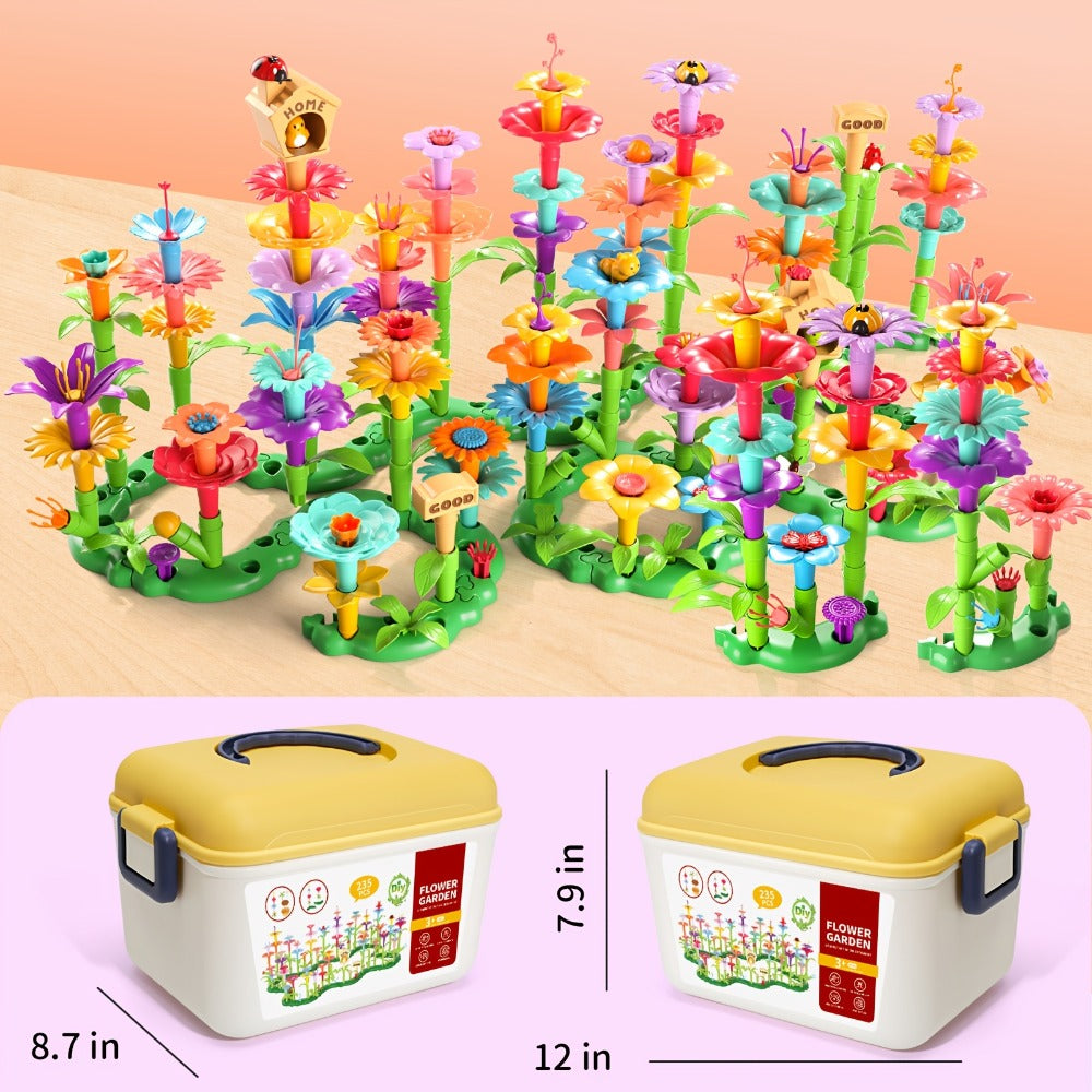 Flower Garden Building Toy Set, 235 Pieces, Floral Brick Construction Play for Kids Ages 3+