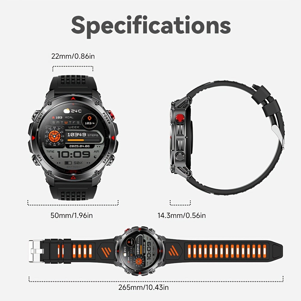 IPX8 Waterproof GPS Smartwatch for Men Outdoor Adventure 3ATM 1.46 Inch IPS Display Multi-Sport Tracking Wireless Calling Message Notifications Compatible with Android iPhone – Black Steel Silver Camouflage