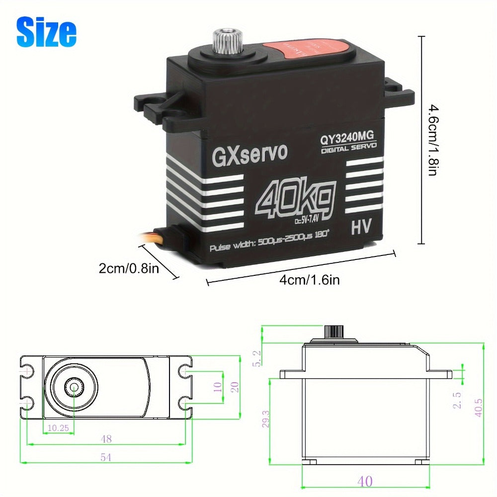 88.18 lb High-Torque Digital Servo with 180° Metal Gear