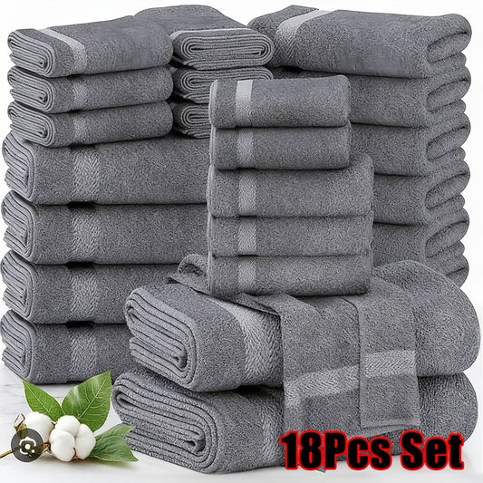 Bath Towel Sets, Soft 450 GSM Cotton Blend in Solid Colors and Multiple Options