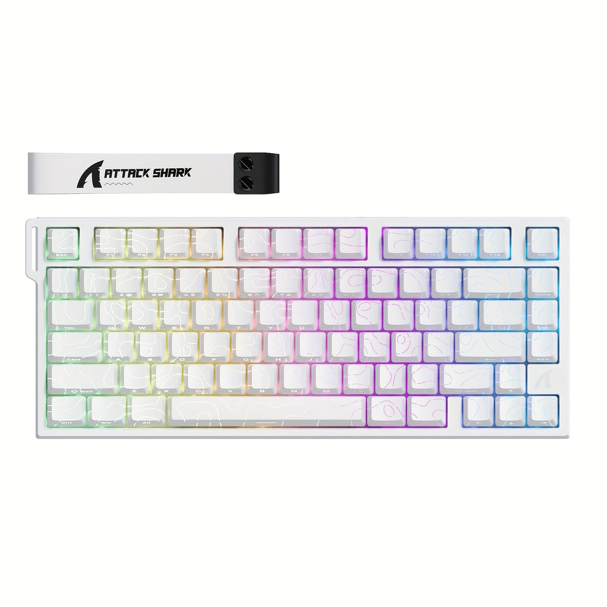 Hall Effect Mechanical Gaming Keyboard Attack Shark R82HE 80% – 0.005mm Rapid Trigger, 8000Hz Polling Rate, Hot Swap, PBT Keycaps, 5-Layer Sound Isolation, RGB, DKS, Snap Tap for PC & Mac | White & Pink