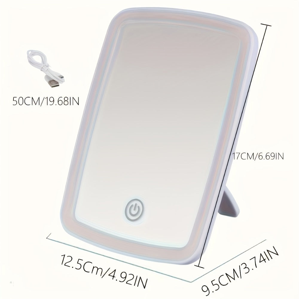 LED Makeup Mirror with 3 Color Modes & Touch Control – Adjustable Brightness Lighted Vanity Mirror | Portable Folding USB Rechargeable | White Daylight Warm Light | Travel Cosmetic Mirror | Beauty Gift