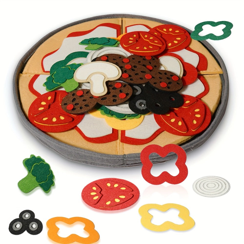 Pretend Play Pizza Food Set with Toppings for Make-Believe Cooking