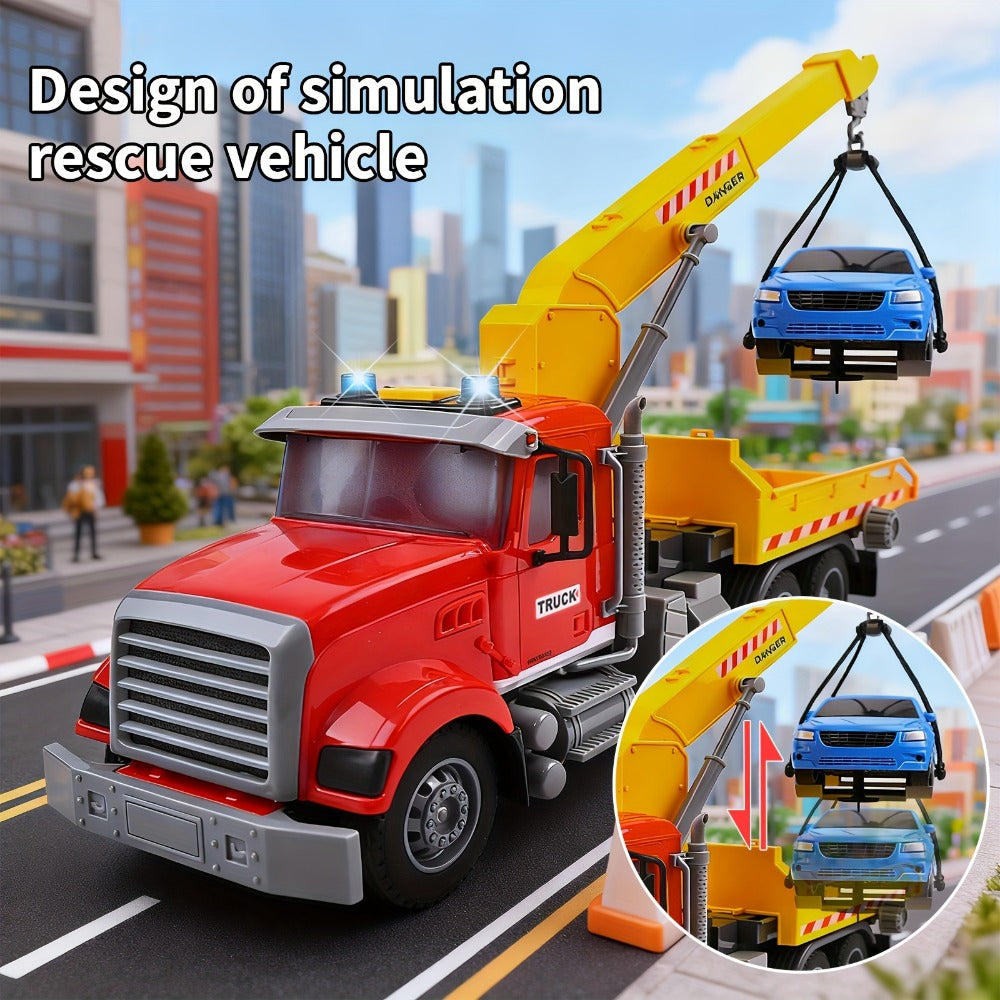 Toy Tow Truck and Crane Models for Vehicle-Themed Pretend Play