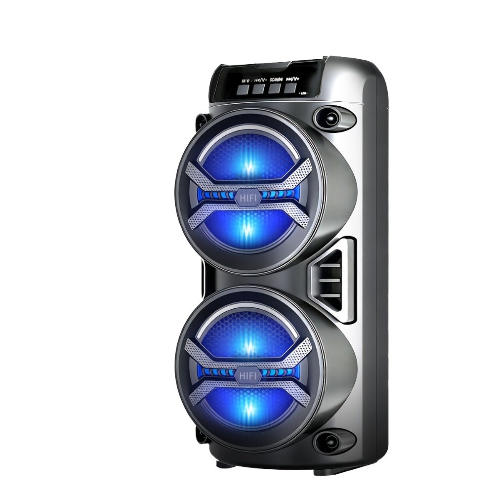 Portable Outdoor Subwoofer Bluetooth Speaker with Dual Bass Drivers, Deep Bass Stereo, TWS Pairing, USB AUX TF FM Playback, Rechargeable Battery, High-Volume Party Speaker for Indoor Outdoor Dance