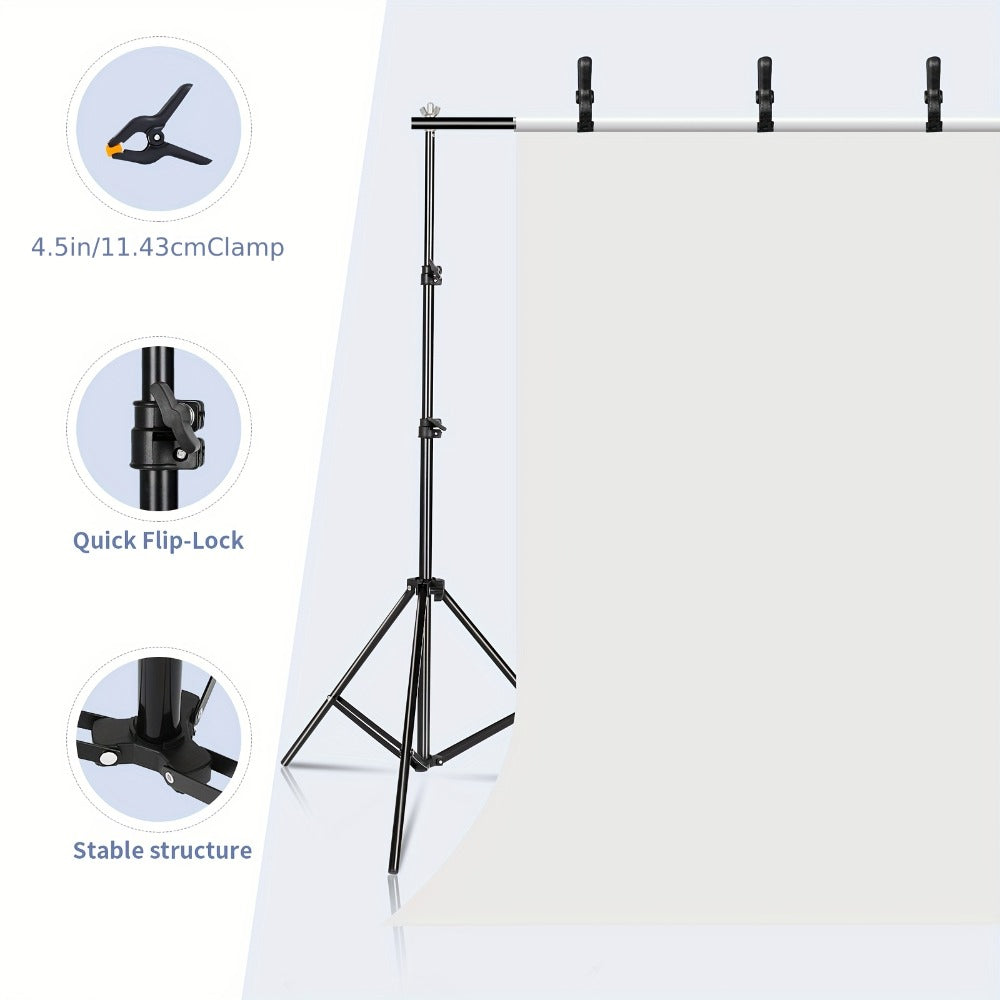 10x7ft Adjustable Backdrop Stand Kit for Photo Studio - Background Support System with 2 Stands, 4 Crossbars, 4 Clamps & Carry Bag for Photography, Video Shoots & Events
