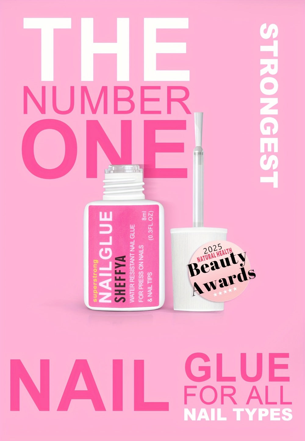 Brush-On Nail Glue Maximum Strength 0.27oz by SHEFFYA – Long-Lasting Mess-Free Precision Applicator for Press-On Nails, Nail Tips & Acrylic Nails, Salon & DIY Home Nail Art, 2pc 5pc 10pc Value Sets