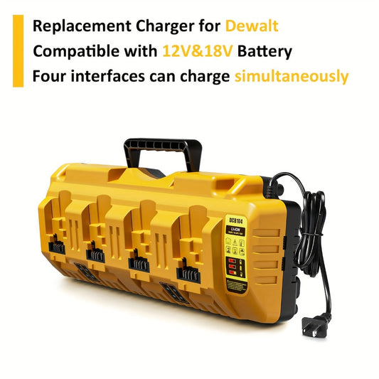 Battery Charger for DeWalt 12V & 20V MAX, 4 Ports with Dual USB and US Plug