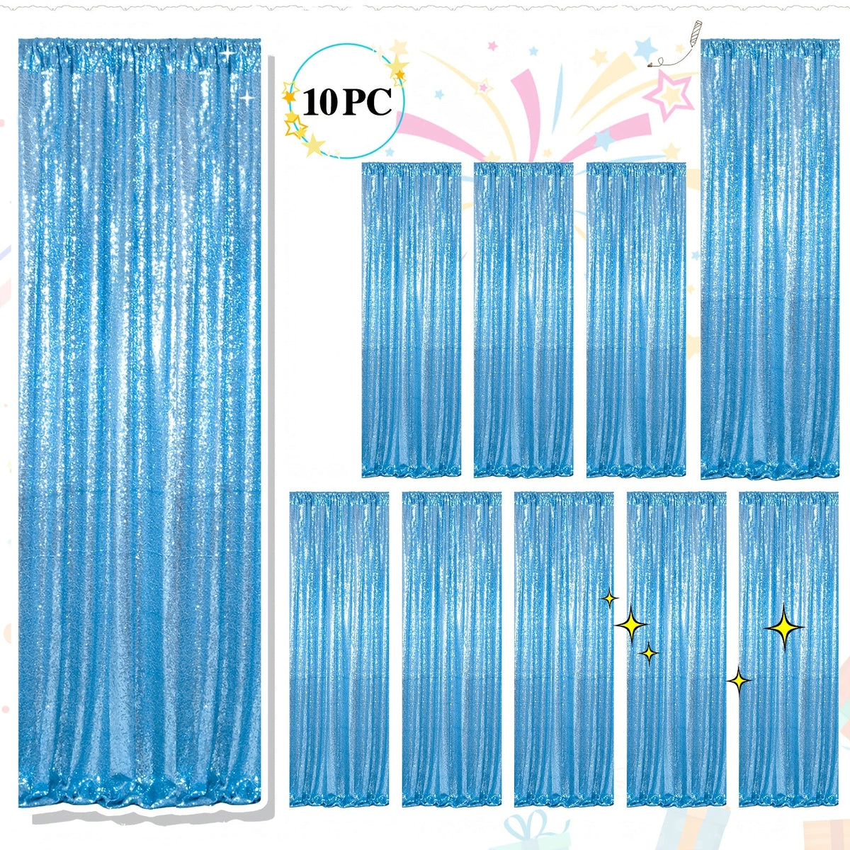 Sequin Backdrop Curtains 2FTx8FT Glitter Photography Background Panels for Party Wedding Birthday Stage Decoration Gold Yellow Shimmer Curtain Set 4 6 10 Panels Available