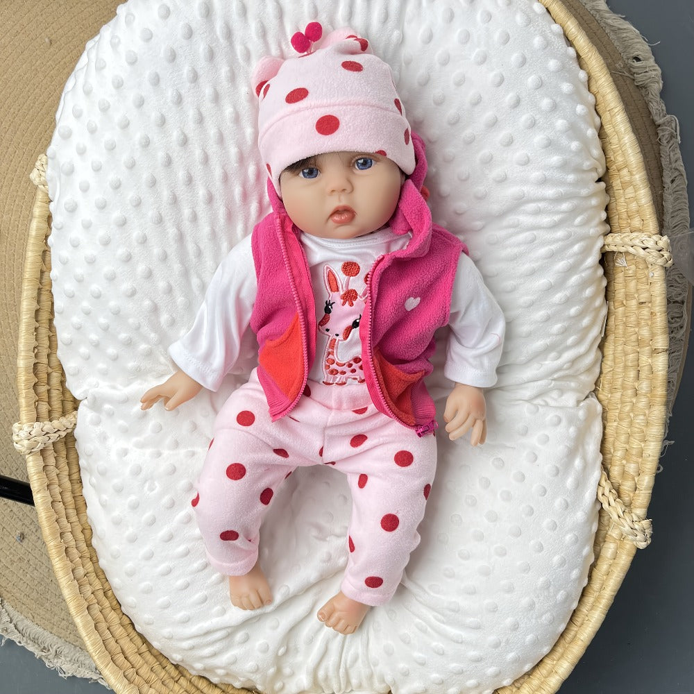 22-Inch Reborn Baby Doll with Pink Giraffe Plush and Cloth Body