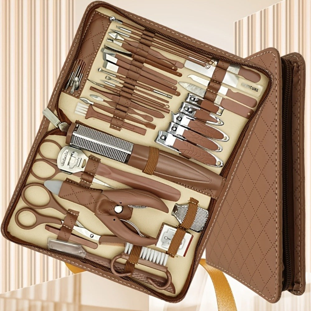 Professional Manicure Pedicure Kit 42 Piece Stainless Steel Nail Set with Portable Travel Case – Nail Scissors Cuticle Nipper Ingrown Toenail Tools for Men Women Home Salon, Nail Care Gift Set