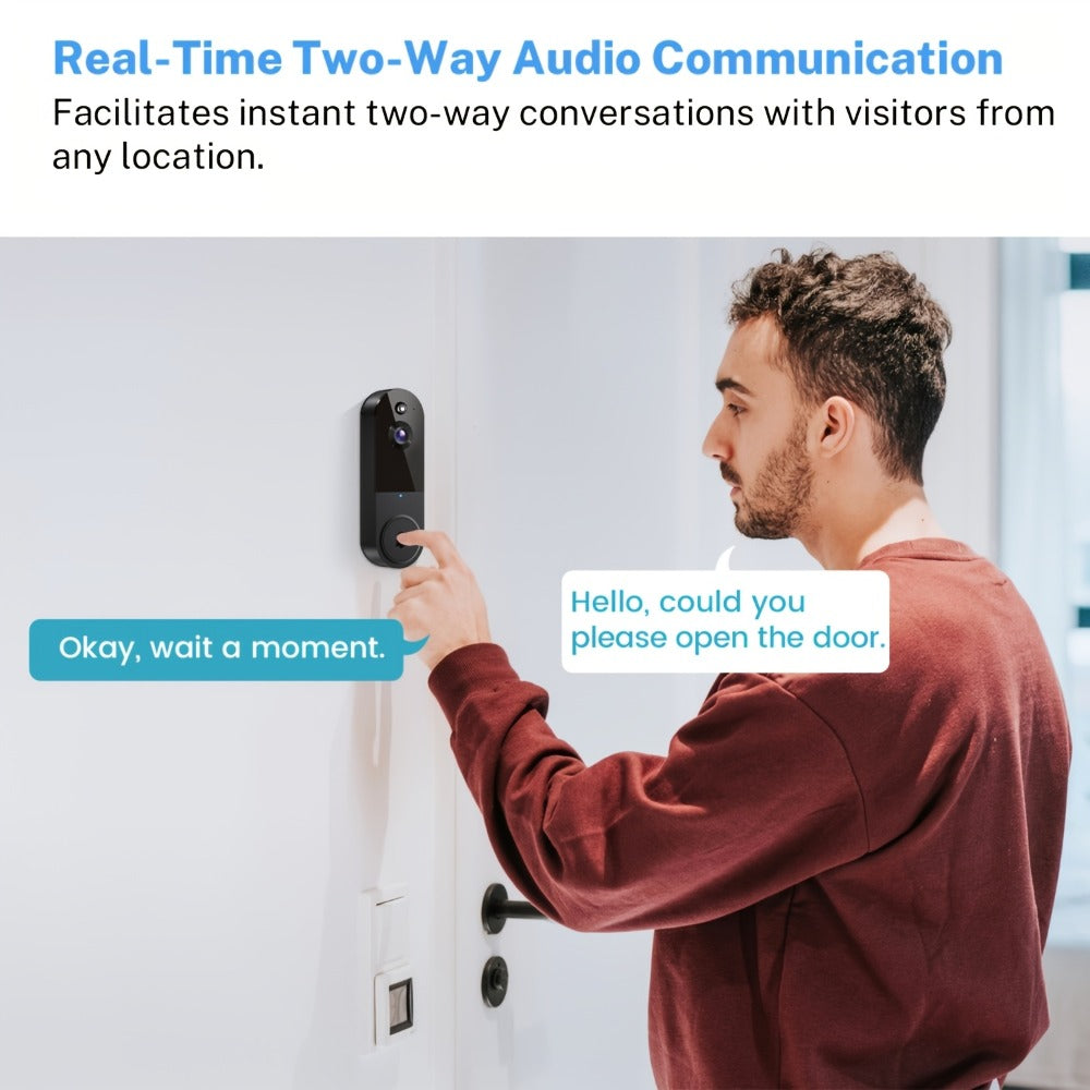 1440P Wireless Video Doorbell Camera WiFi Smart Doorbell with Night Vision Two-Way Audio Motion Detection Rechargeable Battery Local Storage AI Snapshot for Home Security