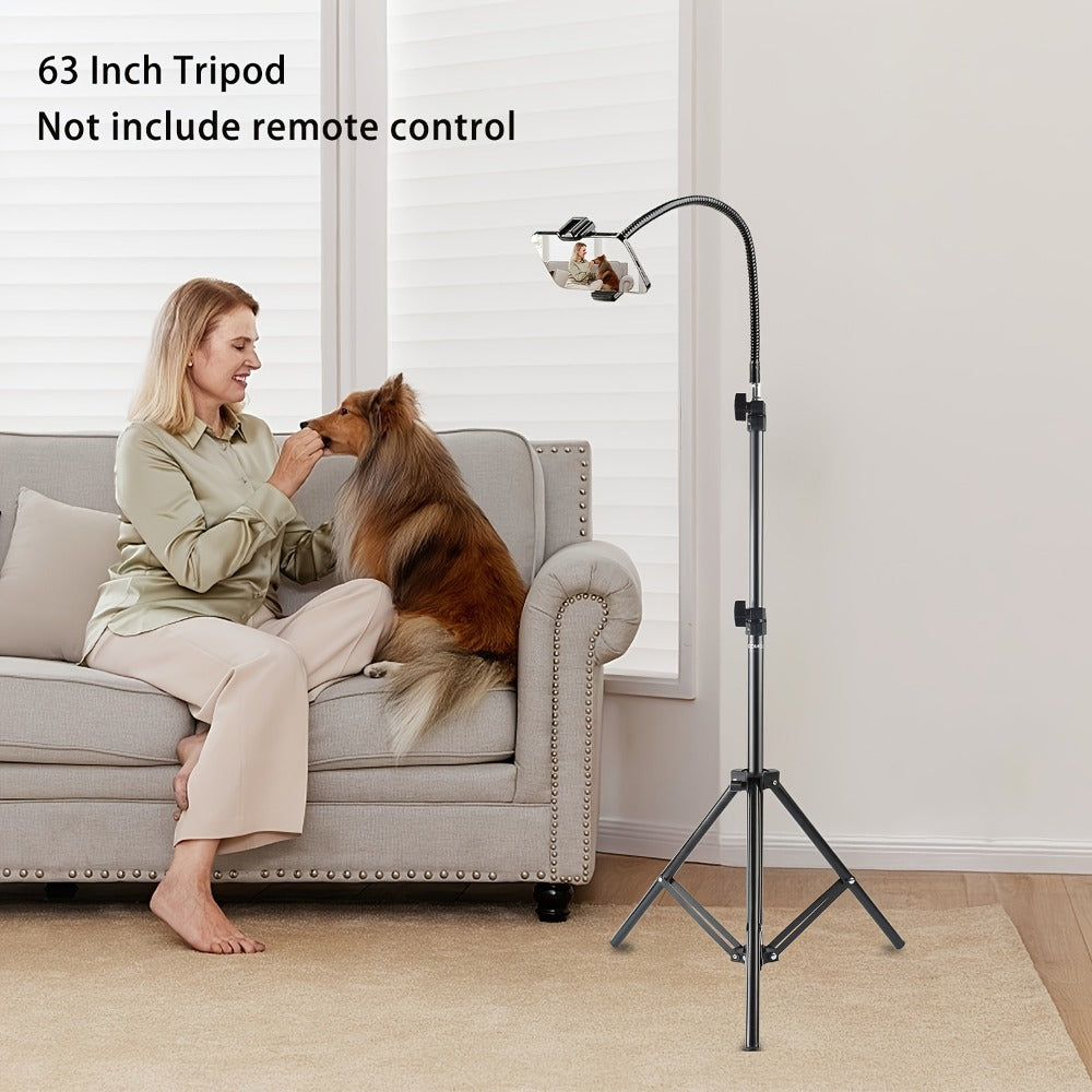 63 Inch Gooseneck Phone Tripod Adjustable with 360° Flexible Neck & Universal Phone Holder – Portable Camera Stand for Content Creators, Vlogging, Live Streaming, Selfie & Filming, iPhone & Android