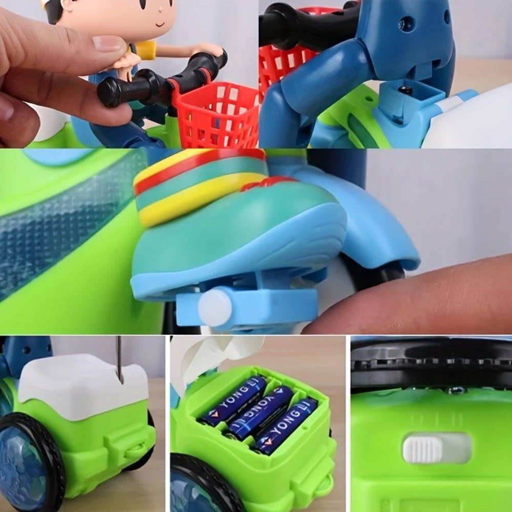 Kids Electric Tricycle Toy Motorcycle with 360° Rotation and Luminous Lights