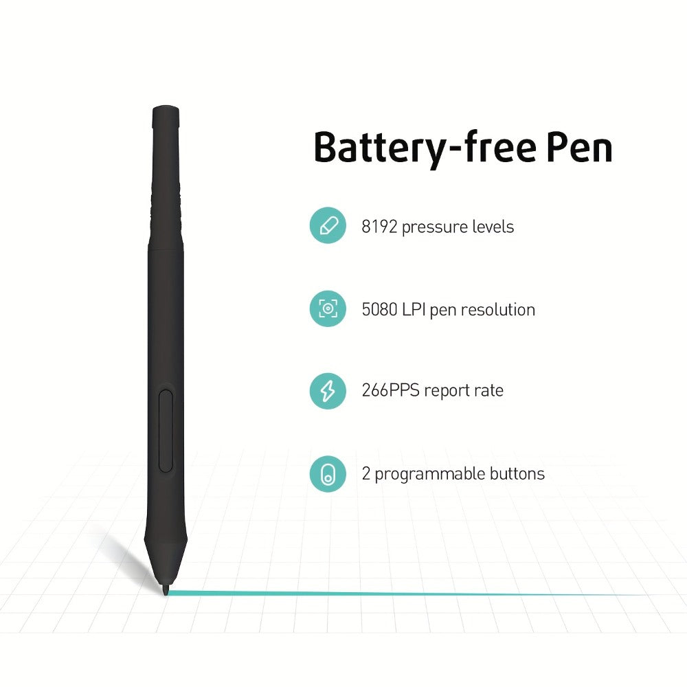 Graphics Drawing Tablet XENX P1-640 8192 Pressure Sensitivity 6 Hot Keys 6.6x4.1 Inch Active Area Battery-Free Stylus Compatible with Mac Windows PC Android for Digital Art Animation OSU Design