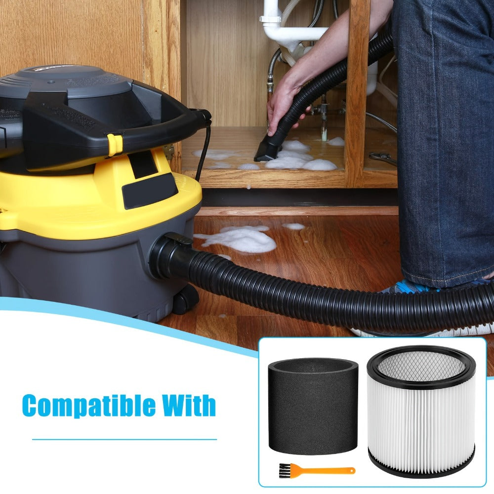 Shop Vac Replacement Filter 2-Pack – Washable Cartridge Filter Compatible with 90350 90304 90333, Fits Most Wet Dry Vacuum 5 Gallon and Above, Reusable Wet Dry Vac Filter Set