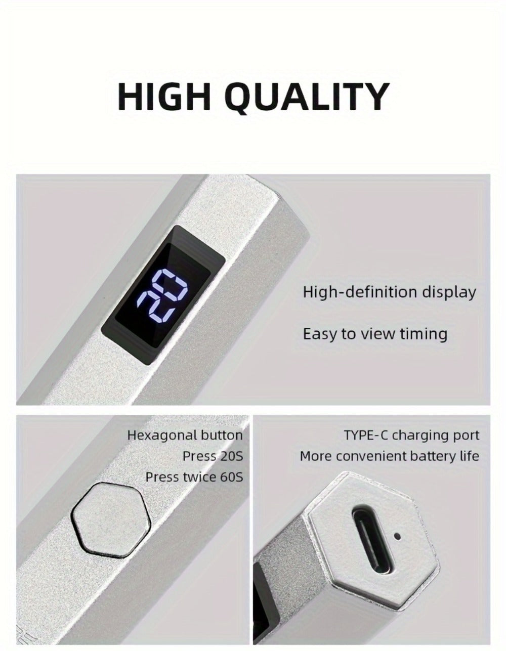 Mini Handheld Nail Dryer LED Lamp USB Powered Fast Dry Gel Polish Curer Portable Small Nail Lamp for Home Salon Travel Manicure DIY Nail Art Black Blue Gray Light Blue